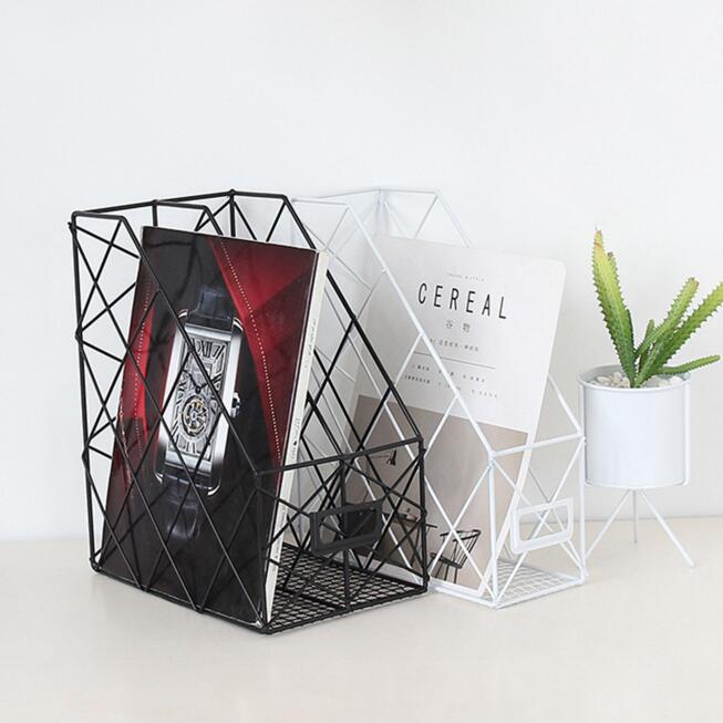 Luksus metall bokhylle magasin holder kontor skrivebord arrangør bokstøtter hjem aviser hylle samling dekorasjon dokumenthylle