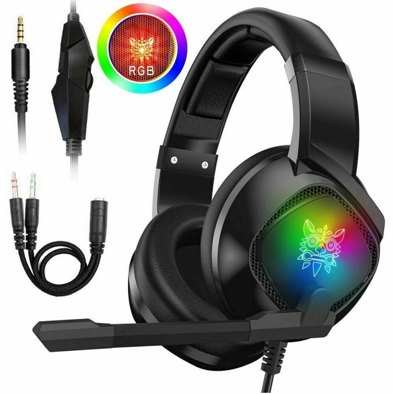 K19 3.5mm Jack Wired Headset RGB LED Mobile Phone Computer Gaming Headphones For PC Laptop For PS4 PlayStation 4 NS Switch