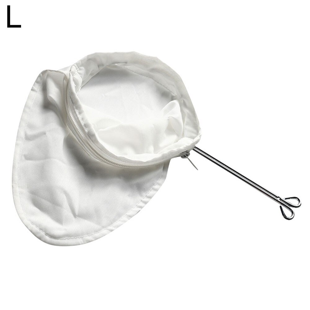 Reusable Stainless Steel Handle Cotton Cloth Strainer Coffee Tea Mesh Filter Bag: L