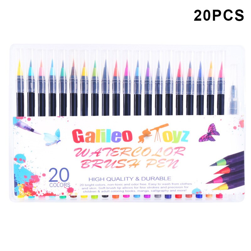JusArt waterpenseelpennen 6-pack lekvrije, hervulbare