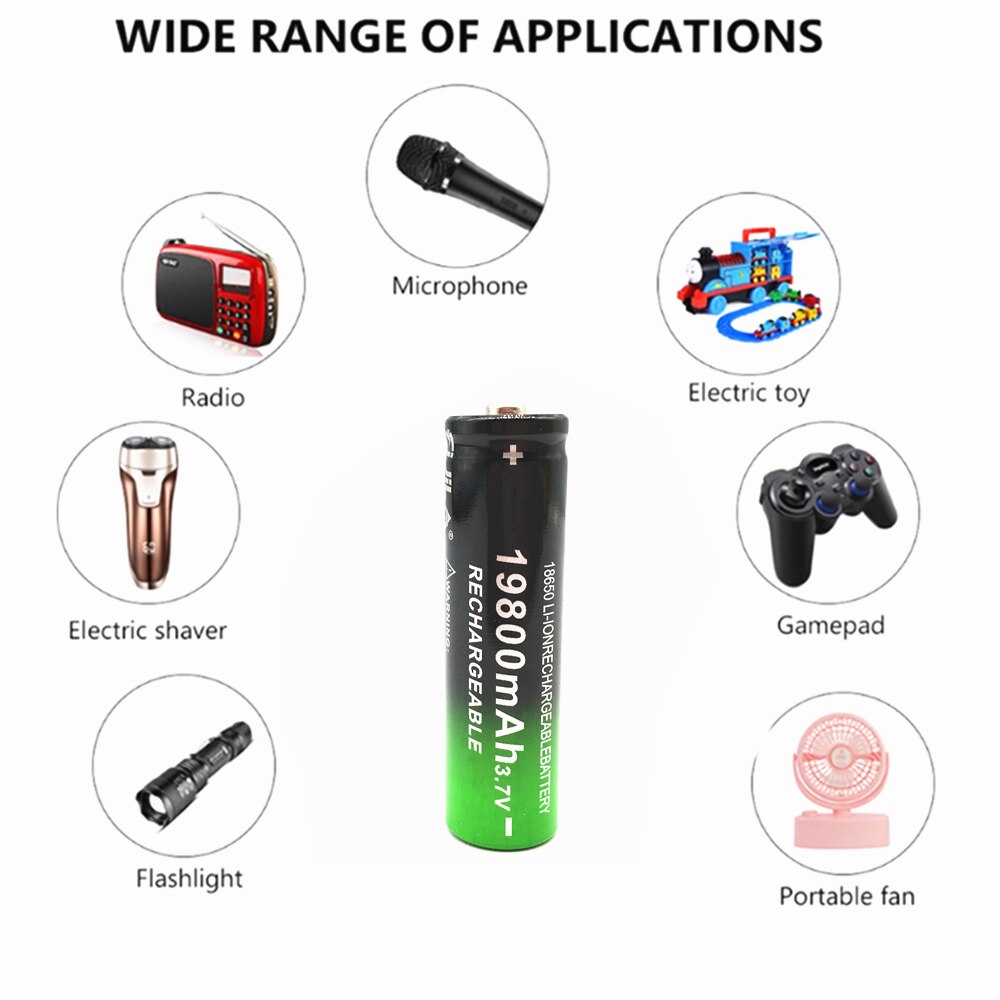 18650 Li-Ion Battery 19800mah Rechargeable Battery 3.7V for LED Flashlight Flashlight or Various Electronic Devices Battery