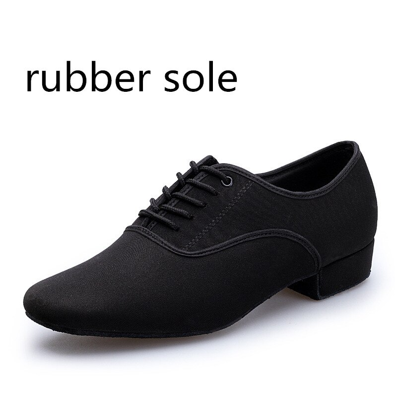Men Oxford cloth Latin Ballroom Dance Shoes Low heel 2.5CM Modern dance shoes Suede sole and rubber sole shoes: black outdoor 25mm / 10