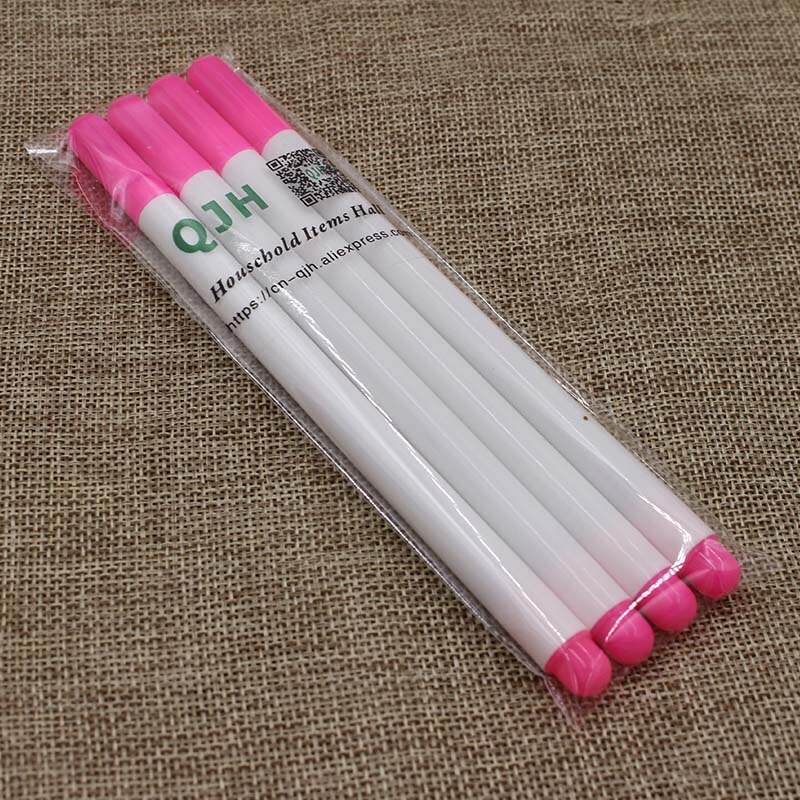 4 pçs marcadores de ponto solúvel ponto cruz água canetas apagáveis ilhó tinta tecido marcação canetas diy bordado ferramentas costura: Rosa