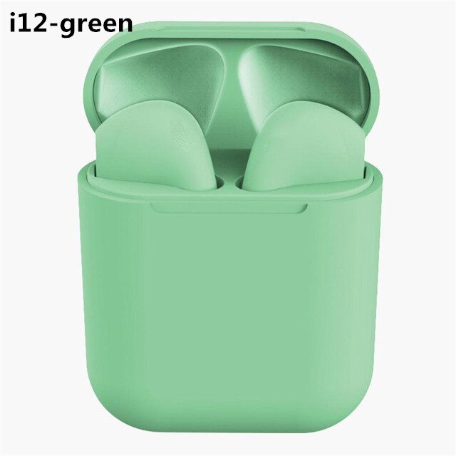 Auricolare Bluetooth TWS cuffie senza fili auricolari Wireless Stereo Fone De Ouvido auricolari Bluetooth cuffie vivavoce con microfono: i12 Green