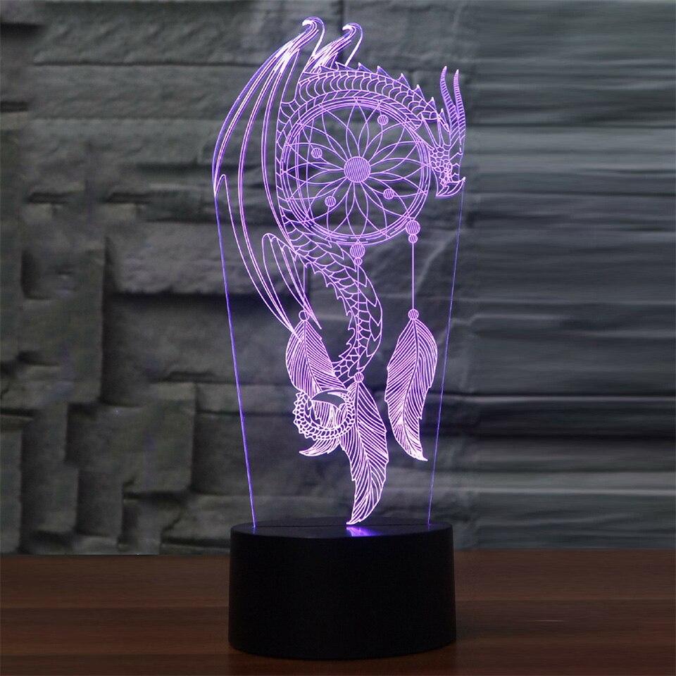 Mooie Windgong 3d Remote Kleurrijke 3d Led Nachtlampje Visuele 3D Nachtverlichting Illusion Slaapkamer Mood Lamp