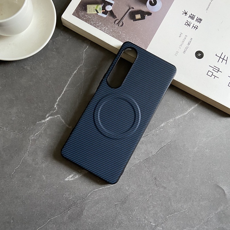 Funda magnética para Sony Xperia 1 10 5 Pro Ace VI V IV III, funda de fibra de carbono suave de TPU para Magsafe Charge, Fundas antigolpes: Mezclilla / Negro