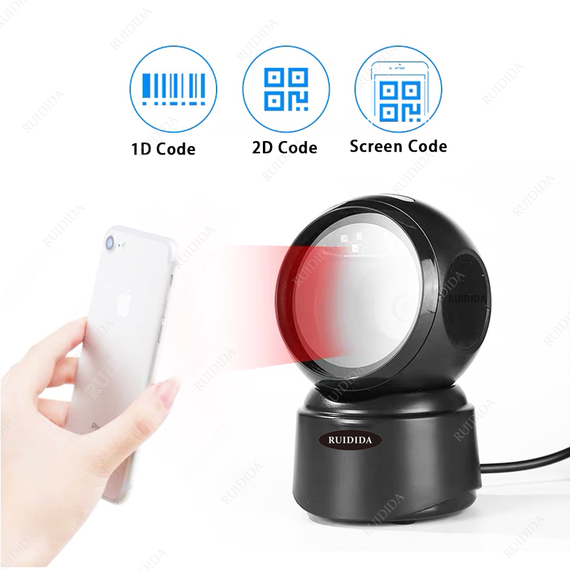 1D/2D Desktop Barcode Scanner Omnidirectionele Usb Wired Barcode Reader Platform Scanner Automatische Sensing Scanning Voor Winkel Pdf