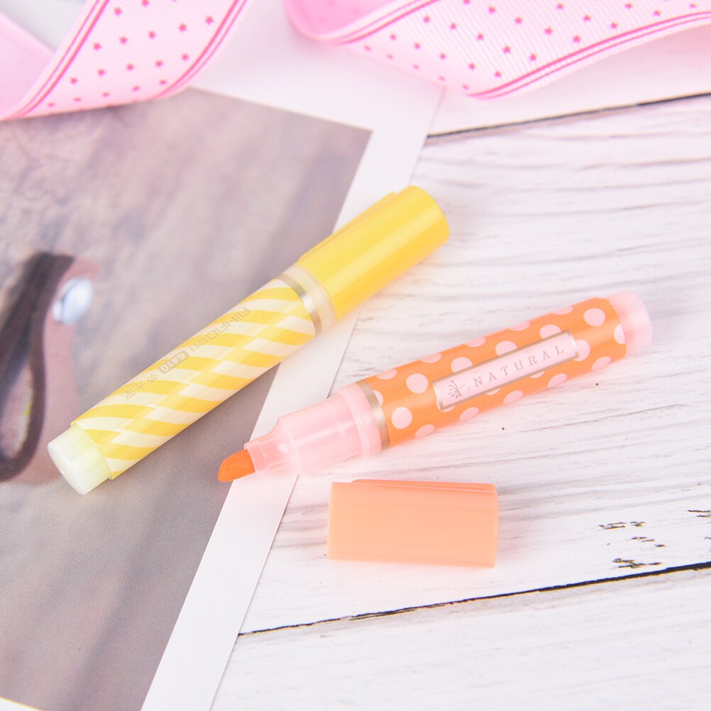 6 uds. Bolígrafos lindos Mini Resaltadores 6 colores/paquete Kawaii pluma Oficina suministros papelería
