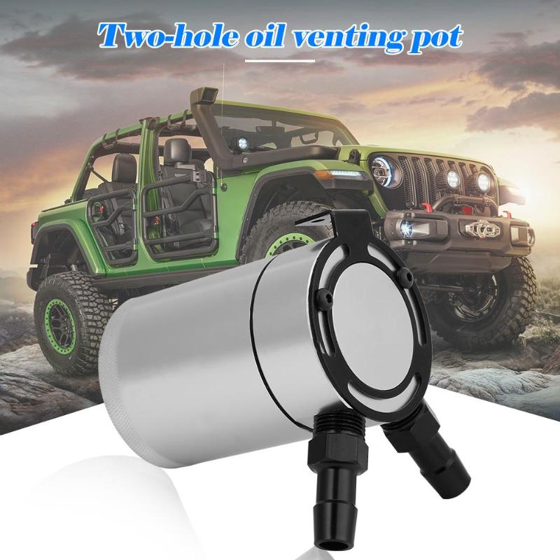 Universal 2-Port Aluminum Permeability Oil Pot Catch Can Reservoir Fuel Tank Baffled 94.7*62 mm