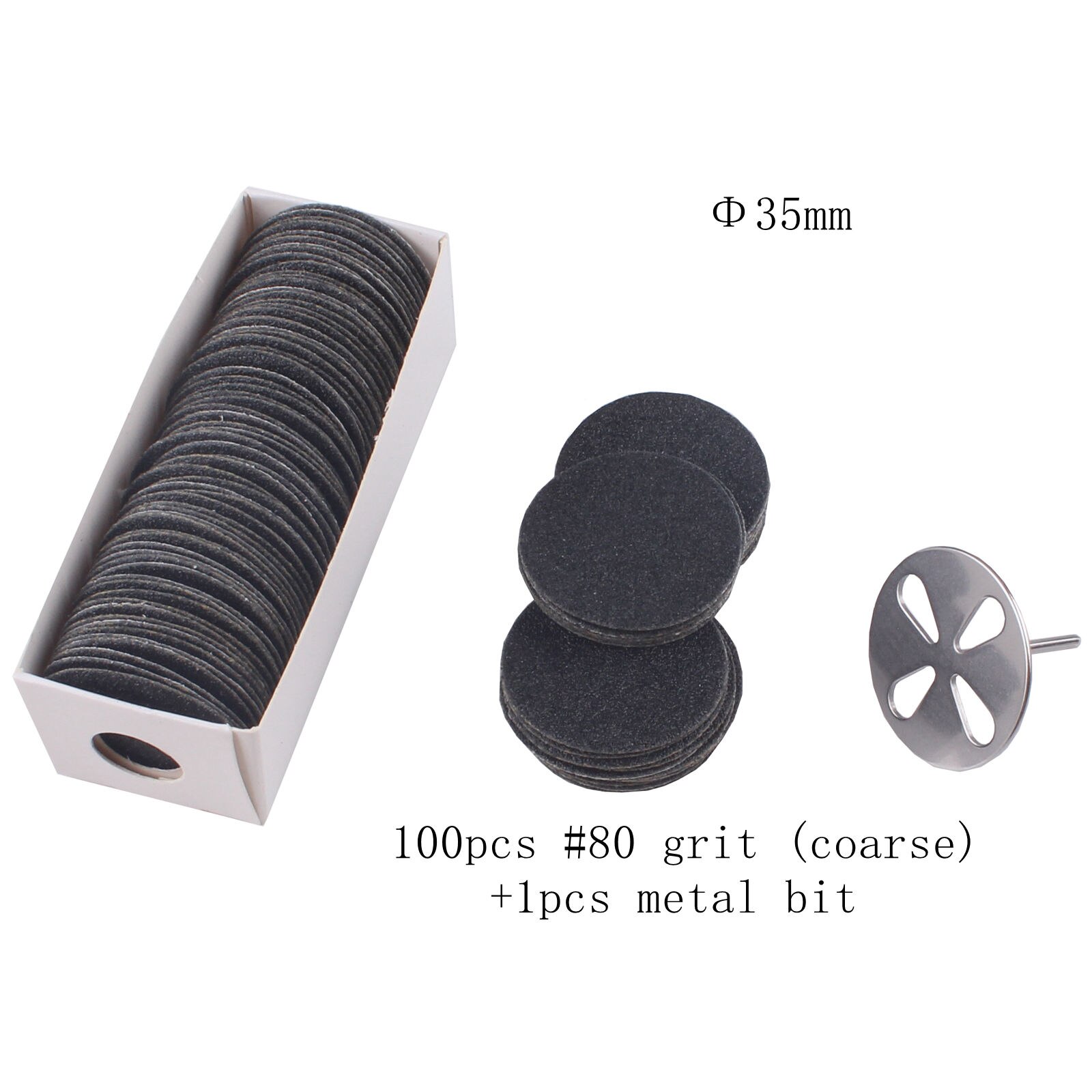 Disco de papel de lija de 25mm con broca de Metal, broca de disco de lijado de pedicura de vástago 3/32 para removedor de callos de piel muerta, Lima eléctrica de pie: 100pcs G80 bit 35mm