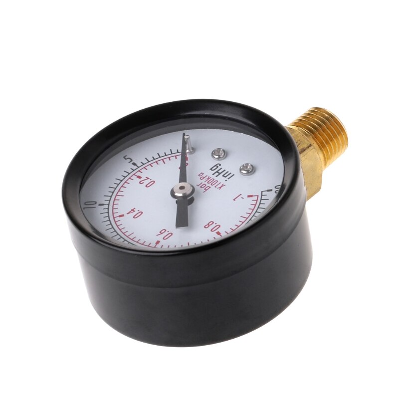 Manómetro de vacío Mini Dial medidor de presión de vacío Doble escala 1/4 "NPT montaje inferior-30HG/0 PSI