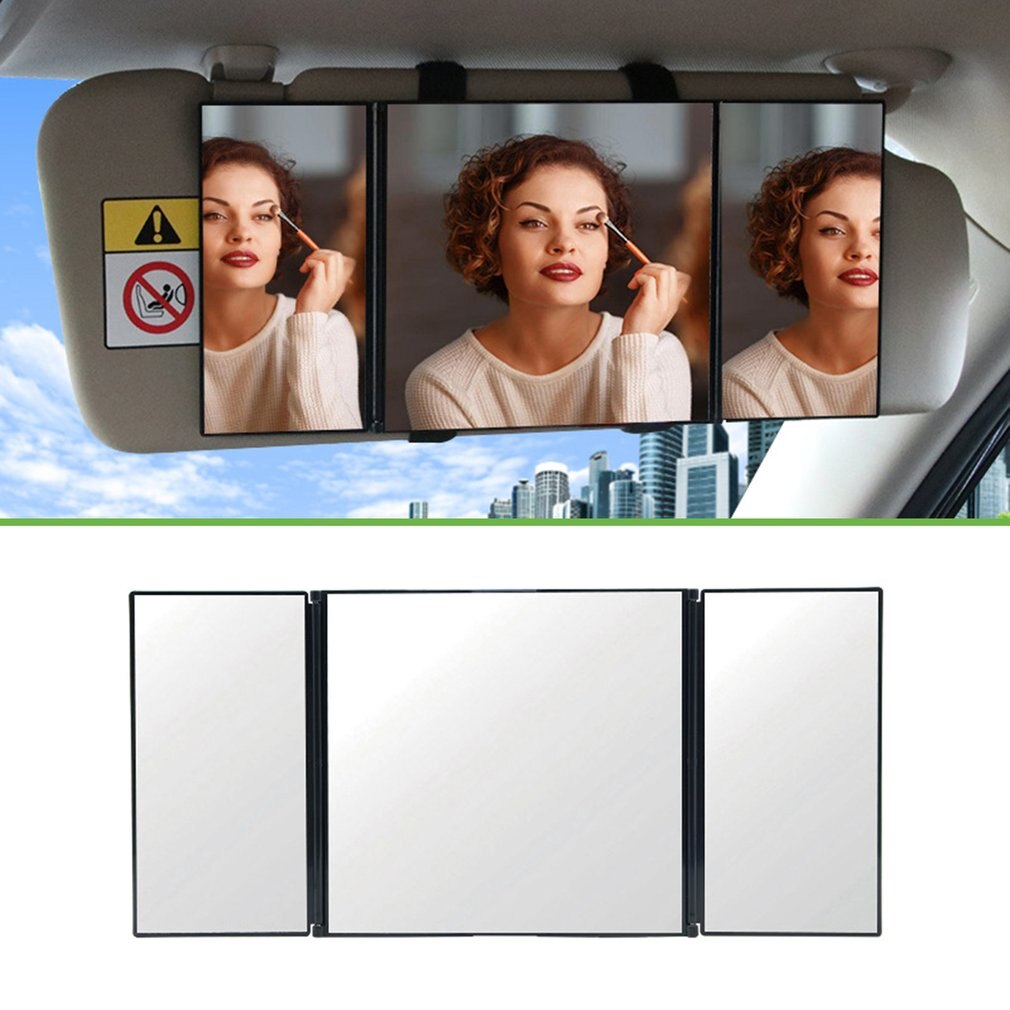 Car Vanity Mirror 3 Section Folding Cosmetic Mirro... Grandado