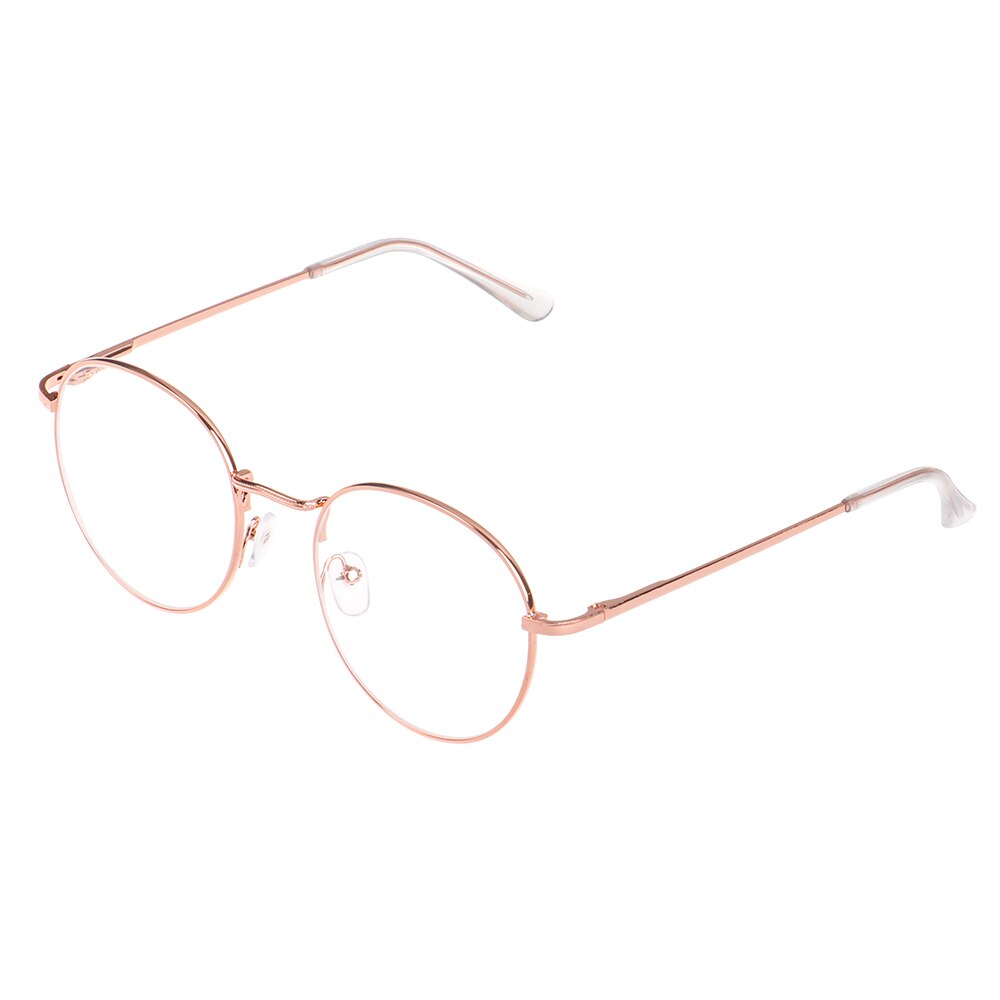 Dioptría-1-1,5-2-2,5-3-3,5-4 Ultra ligero acabado Metal redondo Vintage miopía gafas nuevas gafas clásicas miopía: +350 / gold