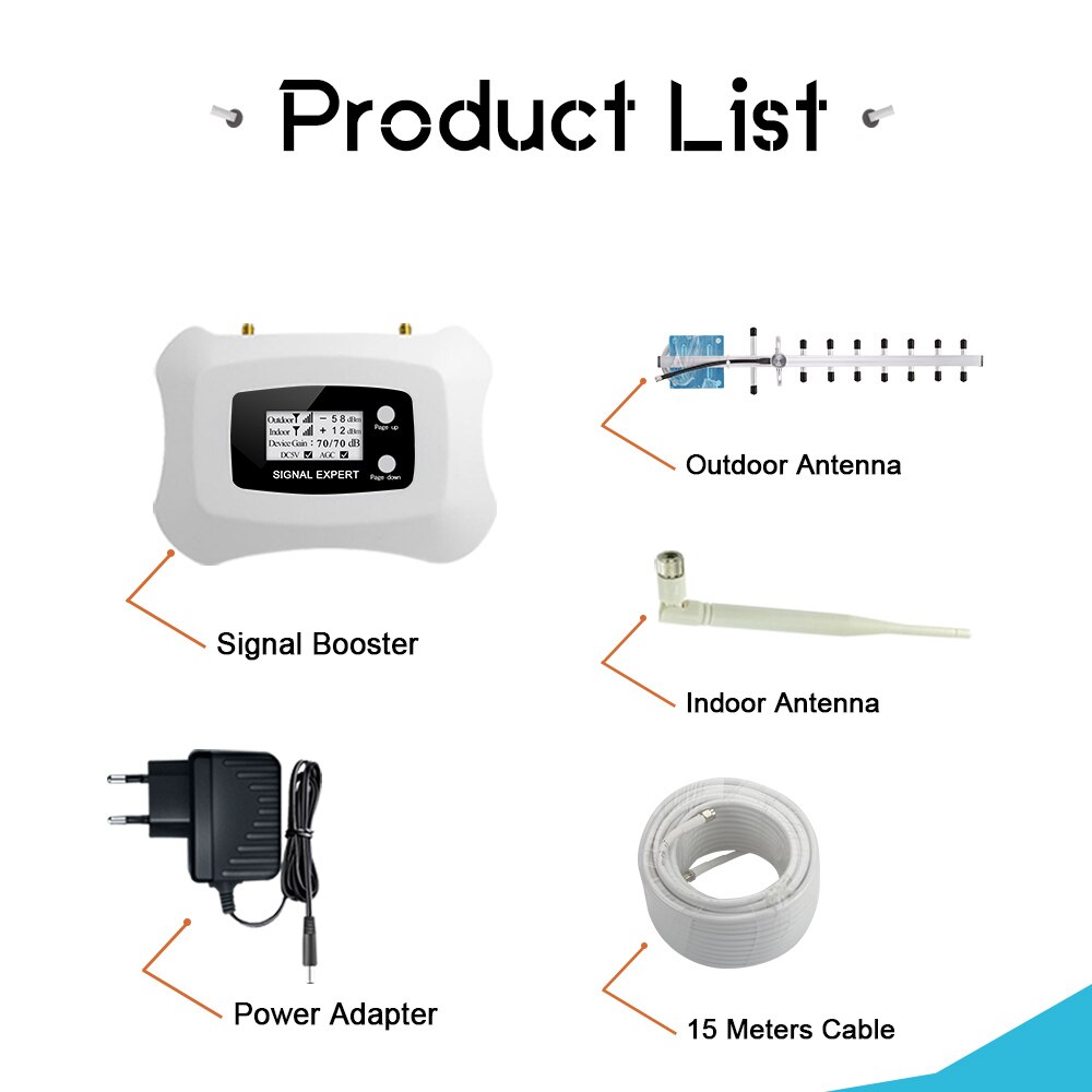 Walokcon 3G Internet Signal Booster PCS 1900 amplificatore di segnale cellulare 70dB guadagno Display LCD 3G 1900 ripetitore GSM per telefono cellulare