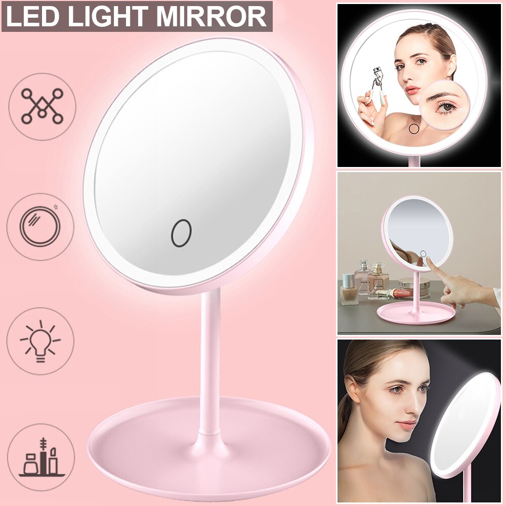 Desktop LED Makeup Mirror Light Natural White LED Daylight Detachable 3 Modes Light Brightness Touch Control 360 Rotation D35