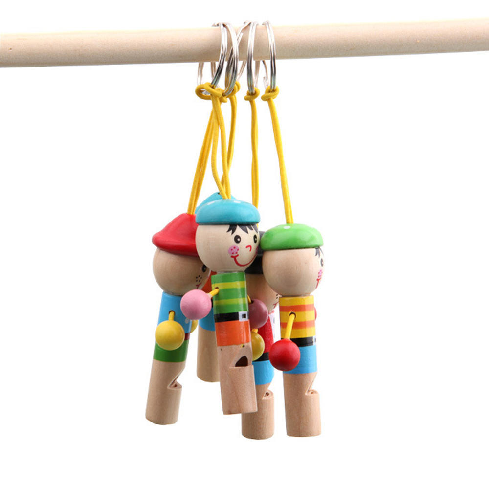 1Pc Cartoon Mini Muziekinstrumenten Figuur Modeling Houten Whistling Speelgoed Kerstcadeau