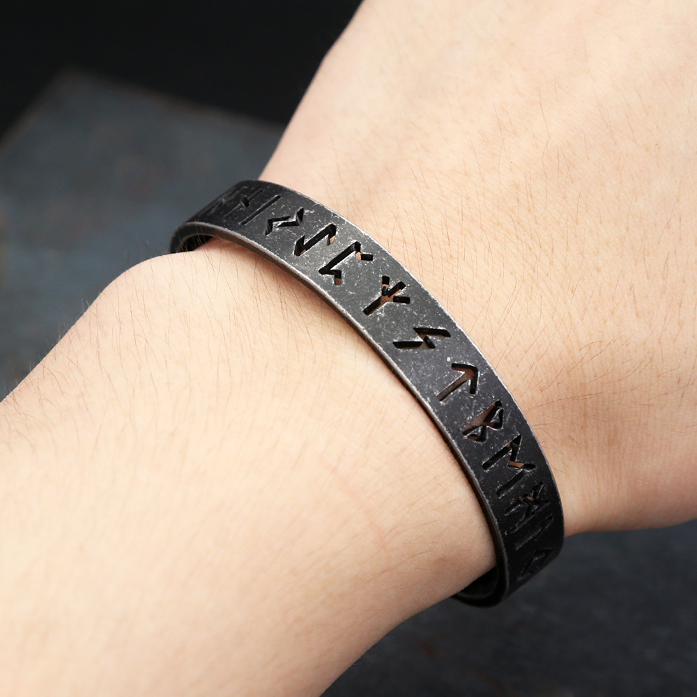 Bracelets runes vikings creux vintage nordiques pour hommes et femmes, acier inoxydable, lettre Vibasine, bracelets de manchette amulette, bijoux fantaisie