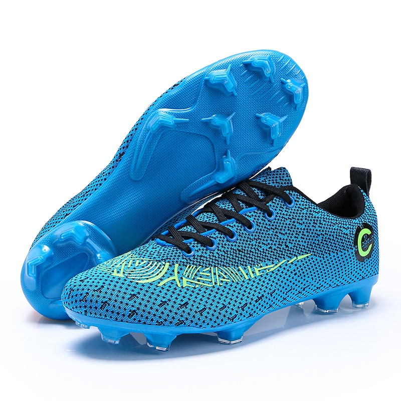 Kids Cleats Training Football Boots Turf Black Blue Men Soccer Shoes Low Ankle Sport Sneakers Size 33-47