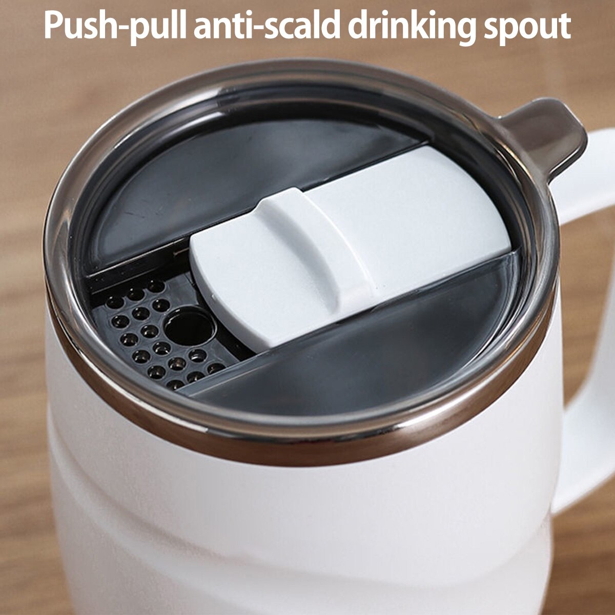 400ML Coffee Mug Cup 304 Stainless Steel Double Wall Coffee Tumbler Reusable and Durable Coffee Travel Cup with Lid and Handle