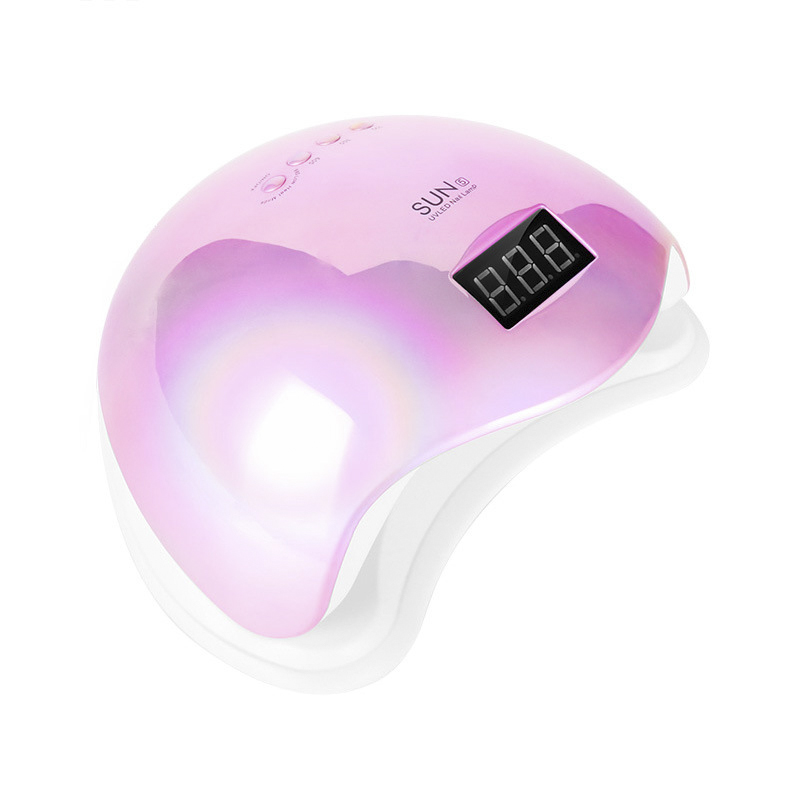 SUN5 48W Dual UV LED Nagel Lamp Nagel Droger Gel Polish Curing Licht met Bodem 30 s/60 s Timer LCD display: Pink / JP