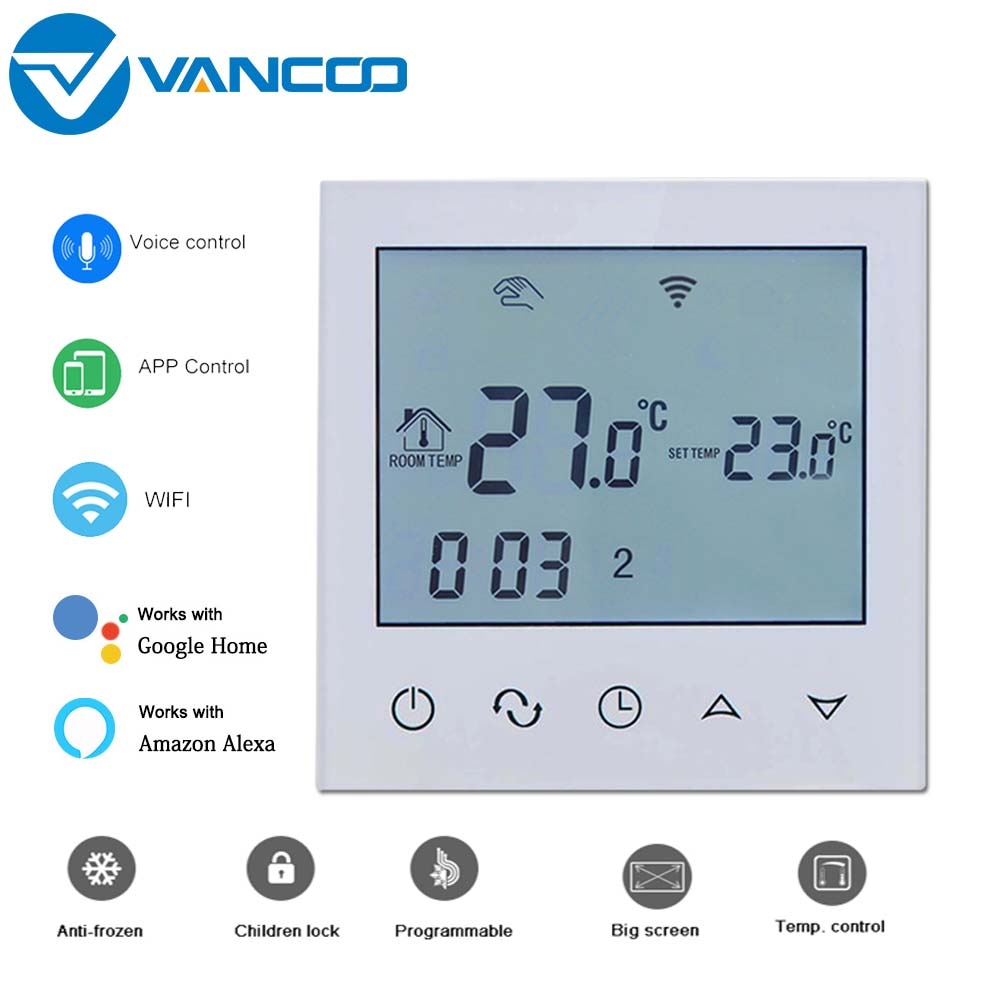 Vancoo-termostato inteligente por voz para calefacción por suelo radiante, 220V, WIFI, aplicación de teléfono móvil, Control de temperatura