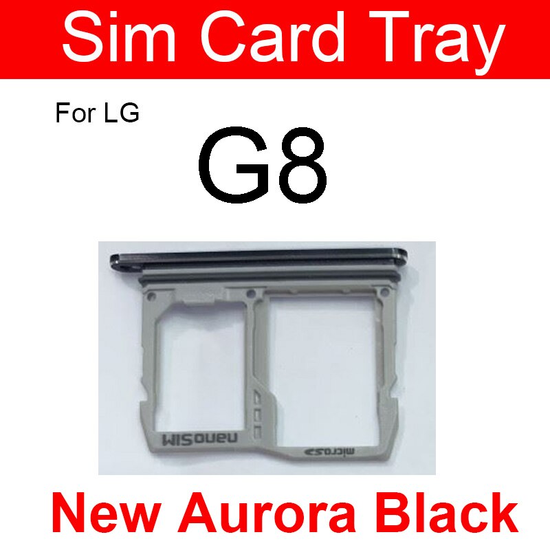 Sd memory sim-kort bakkeholder til lg  g2 g5 g6 g7 g8 g8x sim-kortlæser slot socket adapter reservedele tilbehør: G8 sorte