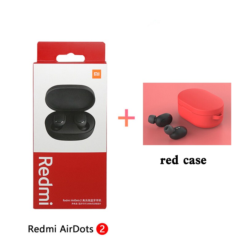 Xiaomi Redmi Airdots 2 Xiaomi Auricolari Pro 2 Tws Trasduttore Auricolare Senza Fili Bluetooth 5.0 Stereo Cuffie di Comandi Vocali Auto Link Con mic: red case