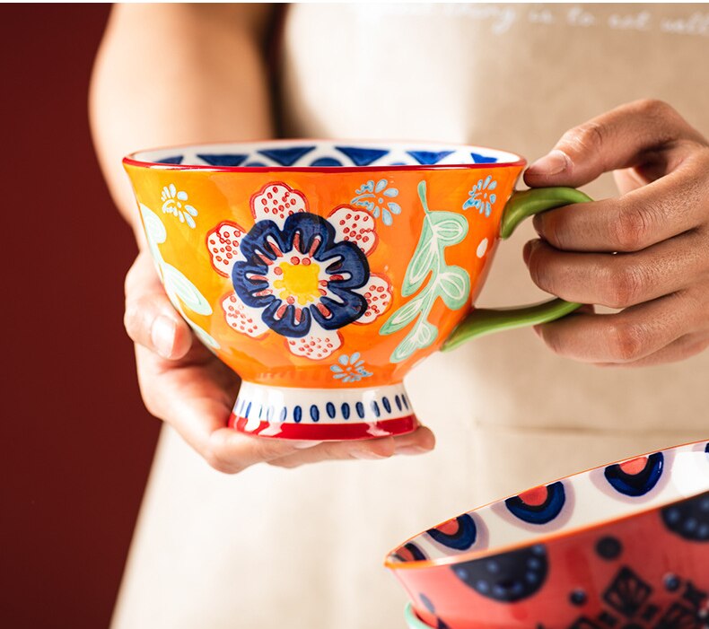 Taza de cerámica grande para desayuno, taza para leche,