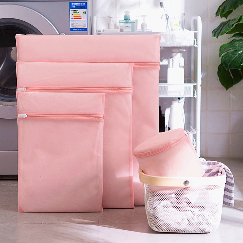 Pink Mesh Washing Machine Bag For Bra Underwear Socks Protective Laundry Bags Travel Portable Net Wash Storage Bag For Clothes