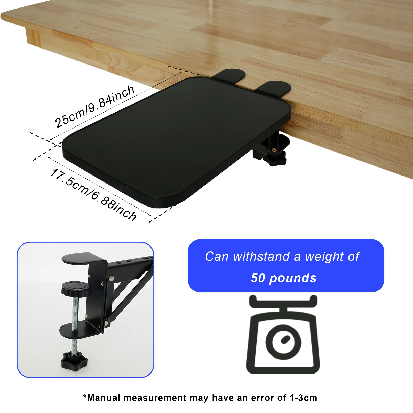 Adjustable Desk Extender Holder Computer Keyboard Tray Foldable Table Mount Arm Wrist Rest Shelf for Desk Home and Office