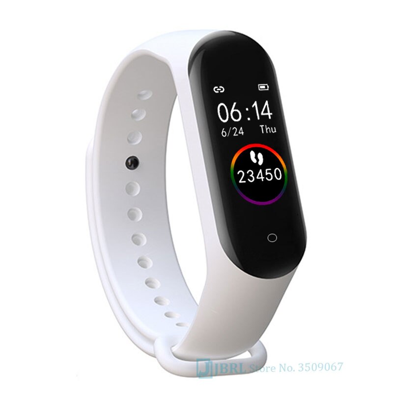Armband män kvinnor smart klocka telefon android ios blod smartband musik spela kontroll tryck övervaka hjärtfrekvens smart band: Vit