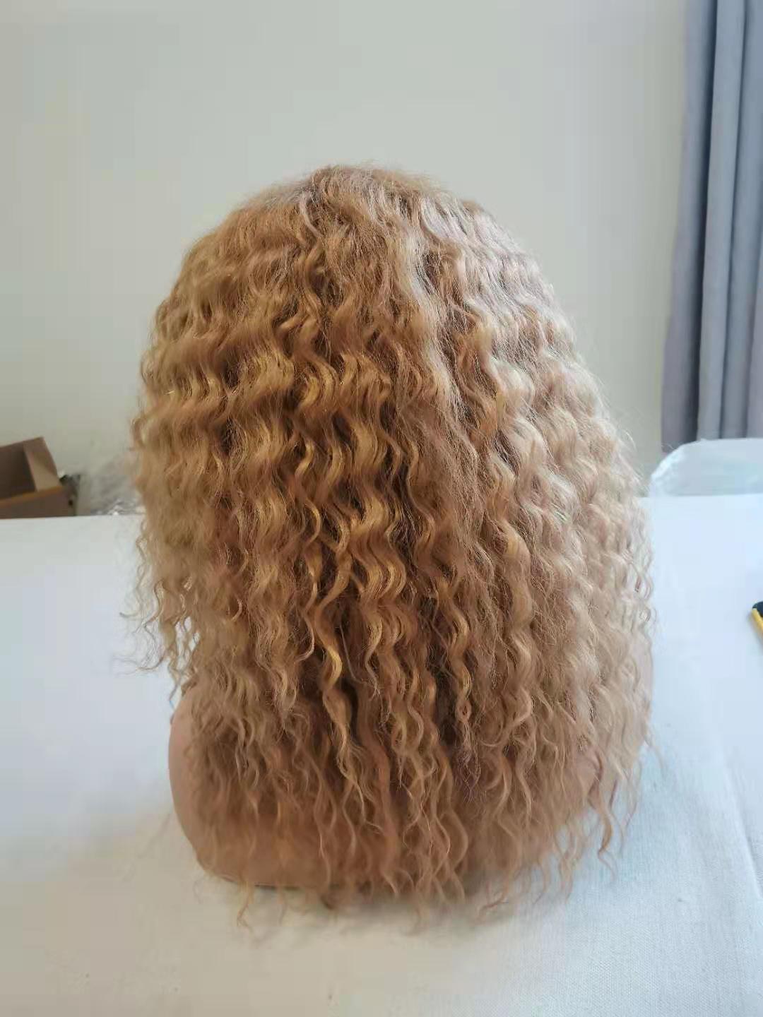 Blice syntetisk blonde lukning paryk deep wave langt hår extensions blandet hår parykker naturlig stil 18 tommer til kvinder: #27