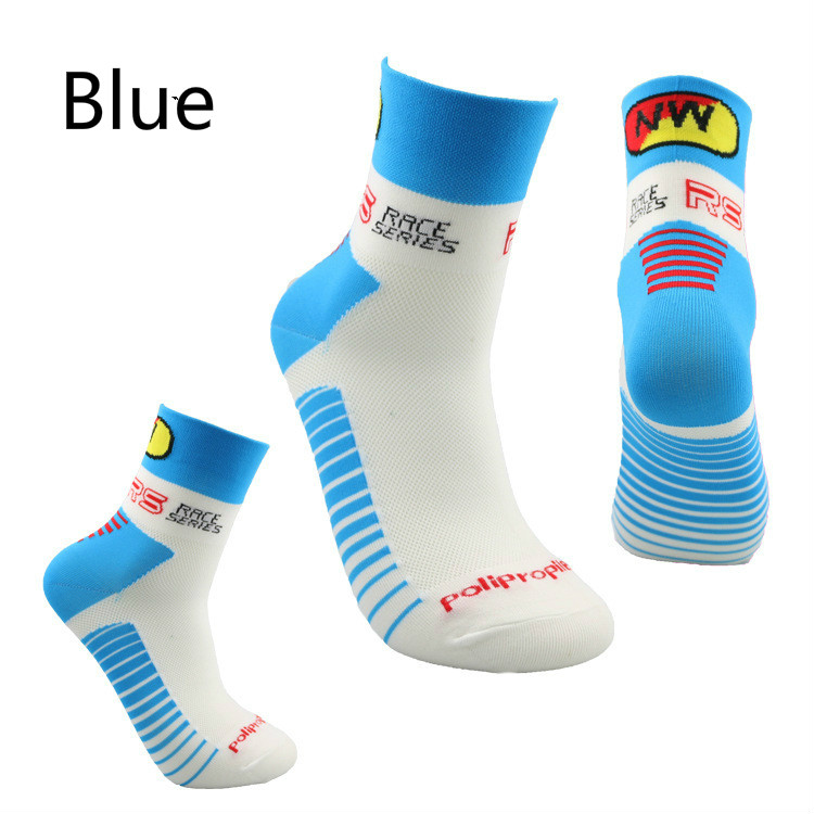 Summer Men Cycling Running Socks High Elasticity Socks Breathable Quick Dry Socks fit 40-45: Blue