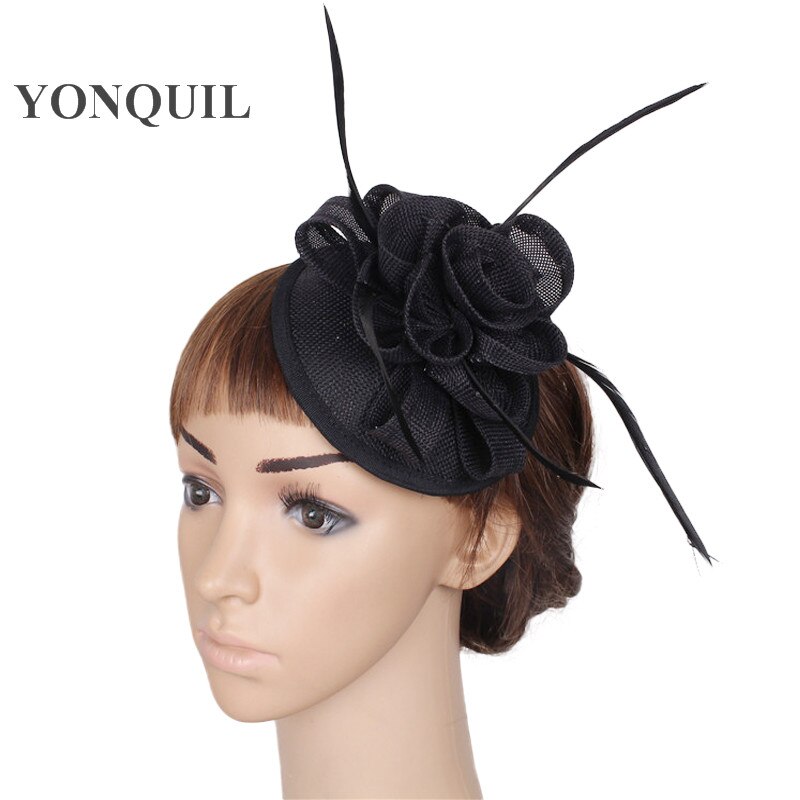 Zwarte chique fascinatorhoeden voor dames, chique hoofddeksels met haarclip, mesh-evenementhoofddeksel met bruiloftsaccessoires