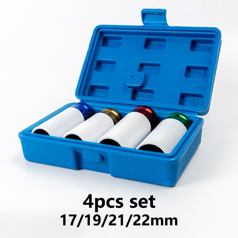 1/2" Drive Lug Nut Socket Set Wheel Socket Set Impact Lug Nut Socket Set Thin Wall Lug Nut Socket Set with Colored: Dark Red