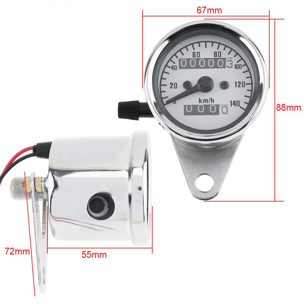 Universal 12V Yellow Night Light Motorcycle Speedometer Metal Case Car Meter and Kilometer Table for Retro Motorcycle