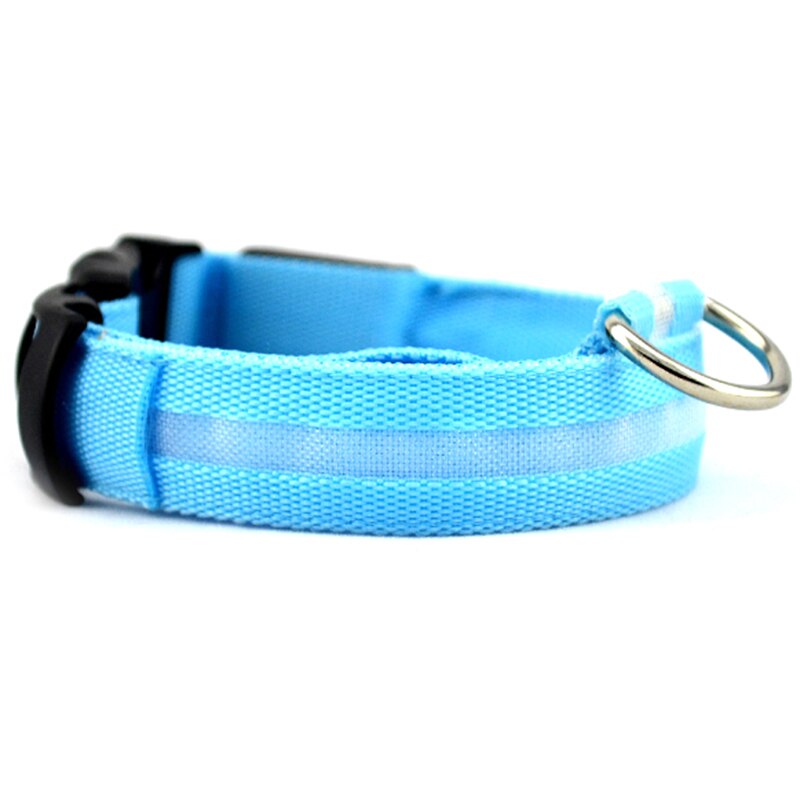 Nylon LED Dog Collar Light Night Safety LED Flashing Glow Pet Supplies Pet Cat Collars Dog Accessories for Small Dogs Collar LED: Sky Blue / S