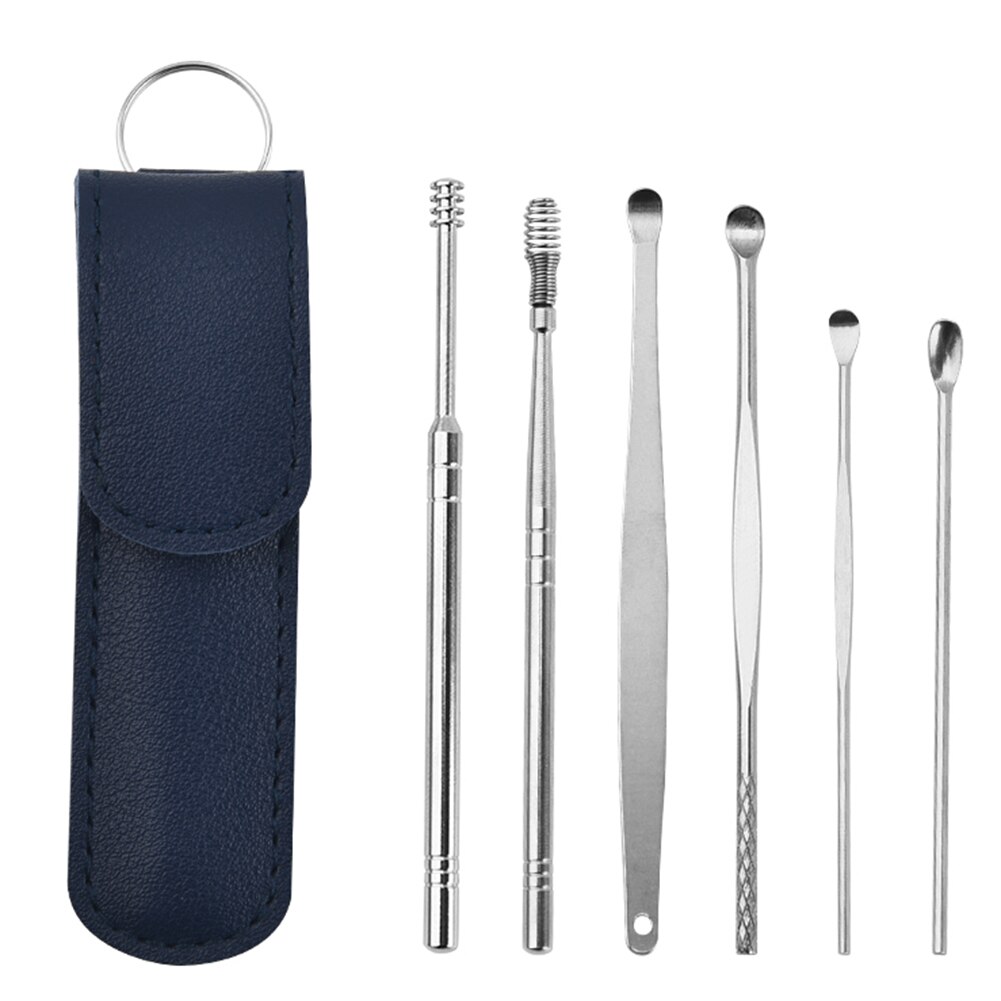 6PCS Ear Cleaner Wax Removal Tool Earpick Sticks Earwax Remover Curette Ear Pick Cleaning Ear Cleanser Spoon Health Care Earpick: 02