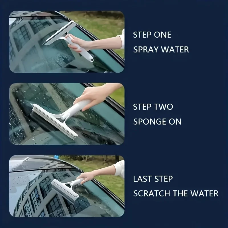 Tergicristallo per doccia in silicone 3 in 1 Tergicristallo per finestre a spruzzo manuale con ugello Annaffiatoio Strumento per la pulizia del vetro dello specchio del bagno