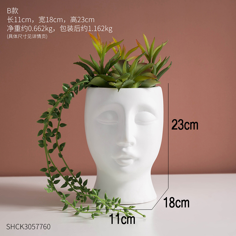 Jarrones creativos blancos para flores cara humana abstracta maceta de plantas suculentas arreglo de flores accesorios de decoración del hogar