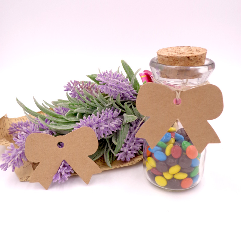 Étiquette de prix en papier Kraft, nœud papillon, cartes faites à la main bricolage DIY, pour mariage, fête d&#39;anniversaire
