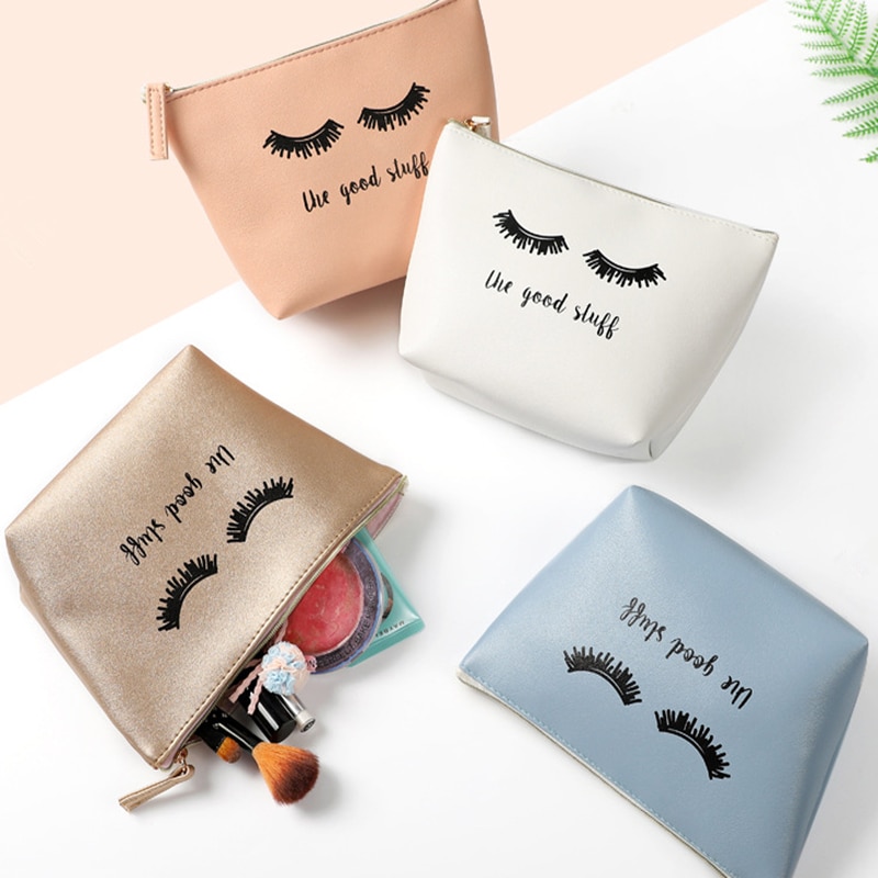 4 Colors Eyelash Shape PU Cosmetic Bag Travel Bag Washing Toiletry Beaut Kit Make Up Case Organizer Storage Pouch