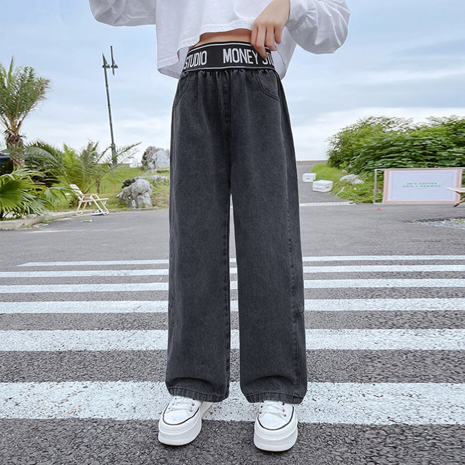 Jeans Girl Letter Pattern Kids Jeans Girls Casual Style Kid Jeans Spring Autumn Children's Clothes 6 8 10 12 14