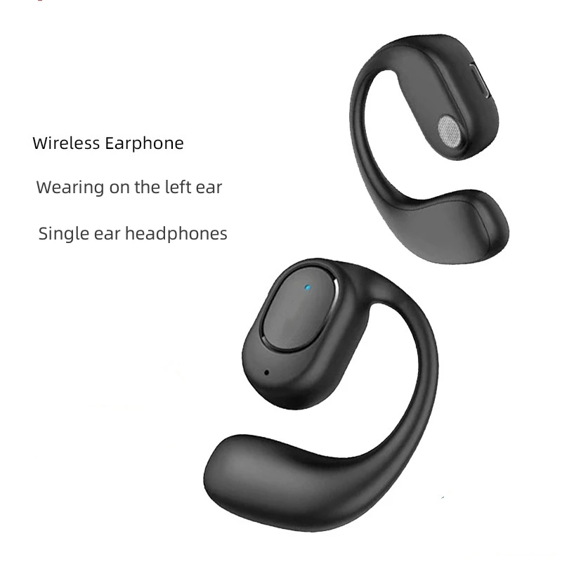 Single Wireless Earphones Left Ear Headphones Hi-Fi Ear-Hook Music Sports Headset for All Smartphones