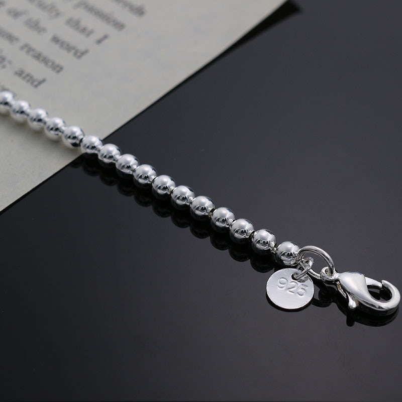 , Überzogene Silber exquisit Armbinde charme 4MM perlen frauen nette silber schmuck geburtstag H198