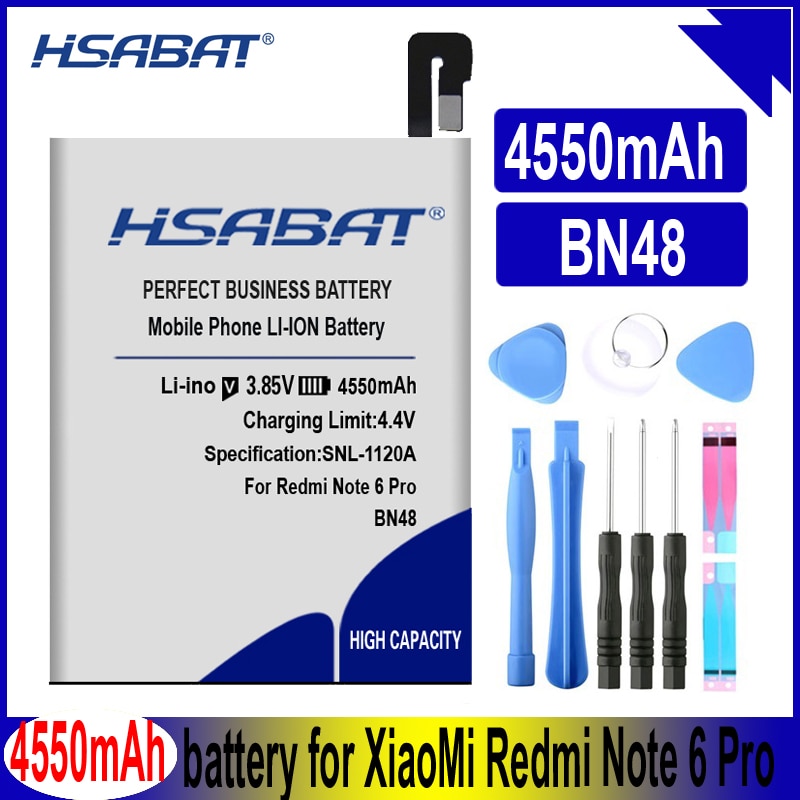 HSABAT-batería BN48 de 4550mAh para XiaoMi Redmi Note 6 Pro, herramientas gratuitas