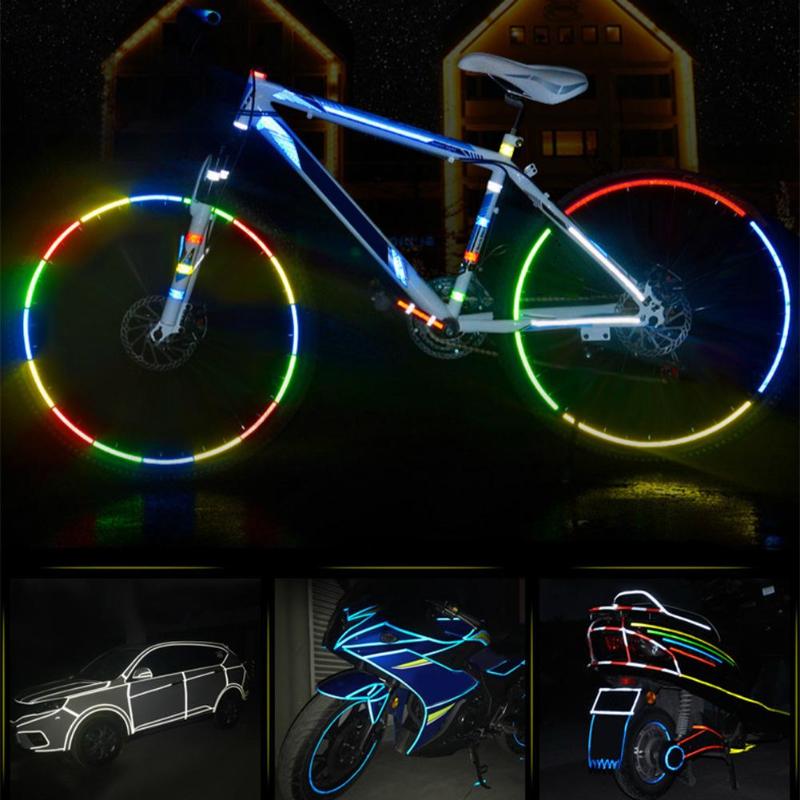 800cm impermeável fluorescente segurança mtb bicicleta adesivos reflexivos decalque