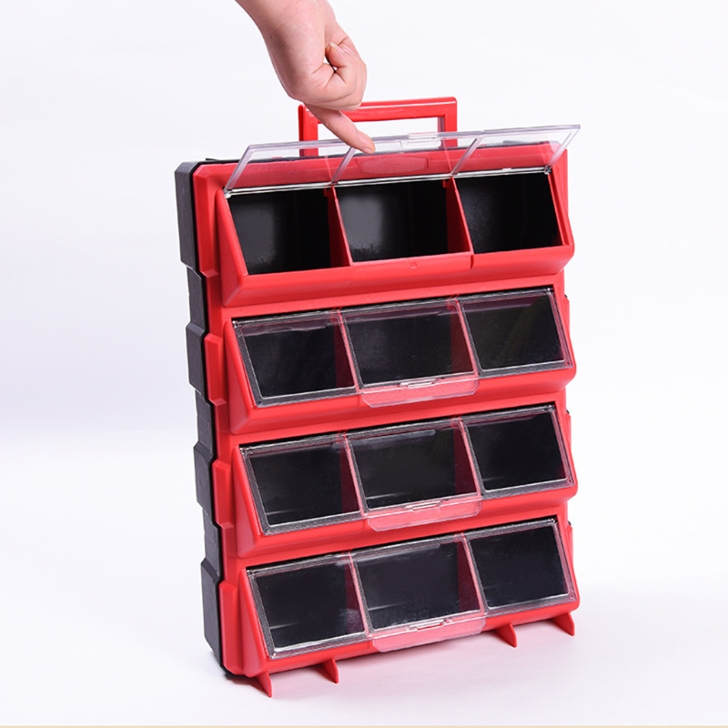 12 Bins Storage Tool Case Electronic Component Case Plastic Parts Storage Hardware Grid Craft Cabinet Tool Case Drawer