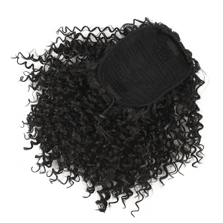 Refined Hair Synthetic Curly Ponytail 8 Inch Mixed Color Drawstring Ponytail Hairpieces With Two Combs Black Brown Burgundy: 1b