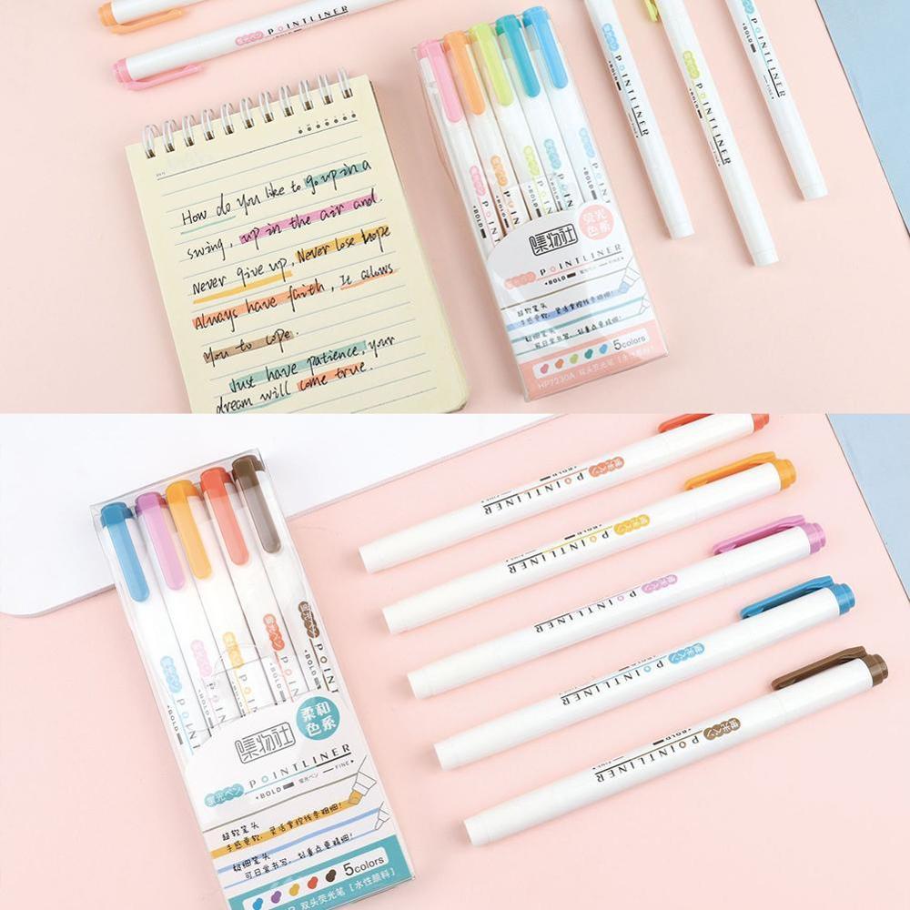 Double-ended Highlighter Multicolor Pens Fluorescent Pen Cute Art Drawing Mark Pen School Stationery